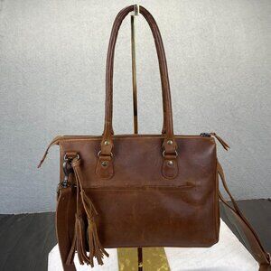 Women's Tote Genuine Excellent Brown Leather Shoulder Lady Purse Crossbody Bag